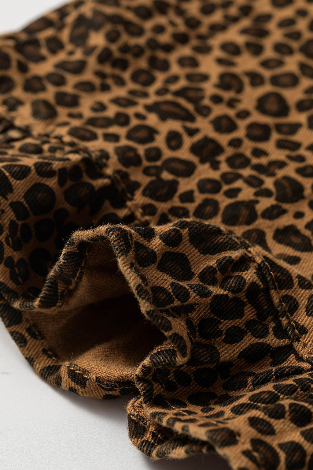 Brown Leopard Print Ruffled Hem Shift Jeans