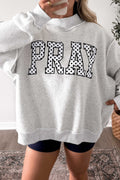 Gray PRAY Polka Dot Embroidered Mock Neck Sweatshirt