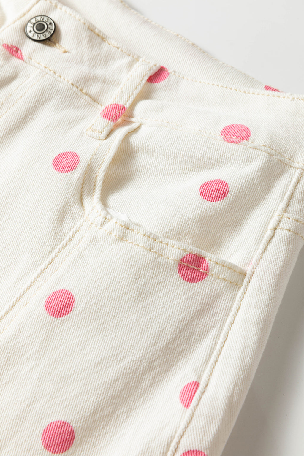 Pink Polka Dot Print Seam Detail Barrel Jeans