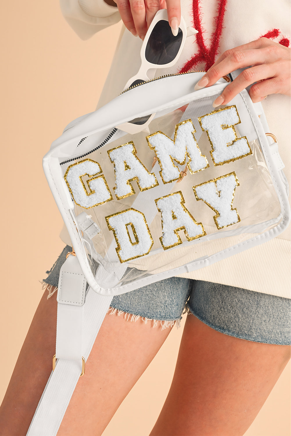 Fiery Red Clear PVC GAME DAY Summer Fashion Single Shoulder Bag